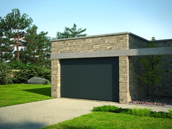 Garage avec porte sectionnelle anthracite