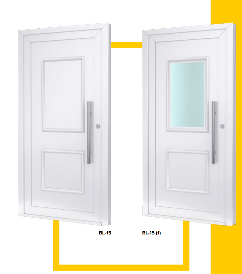 Portes d'entrée PVC blanches à panneau plein et vitré
