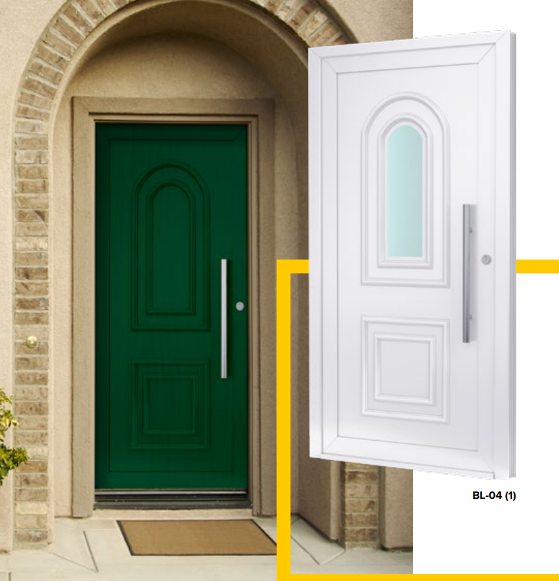 Porte d'entrée PVC verte classique
