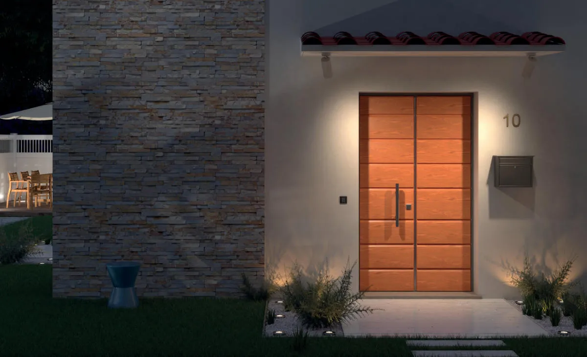 Porte blindée double battant en bois