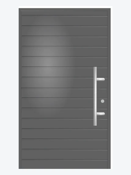 Porte d'entrée moderne grise rainurée pleine