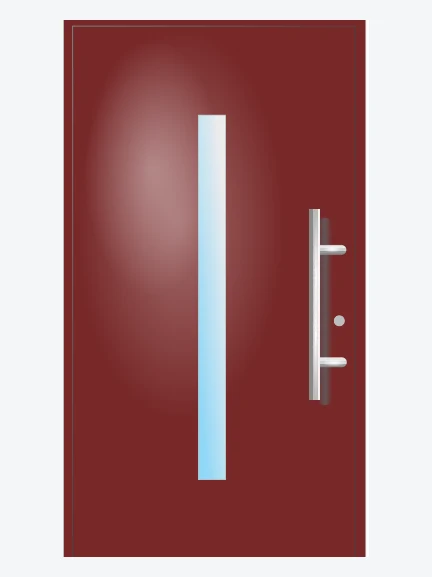 Porte d'entrée moderne rouge à vitrage vertical