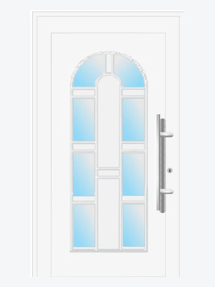 Porte d'entrée PVC traditionnelle blanche vitrée