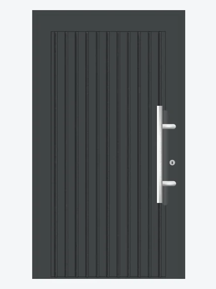 Porte d'entrée PVC noire rainurée verticale